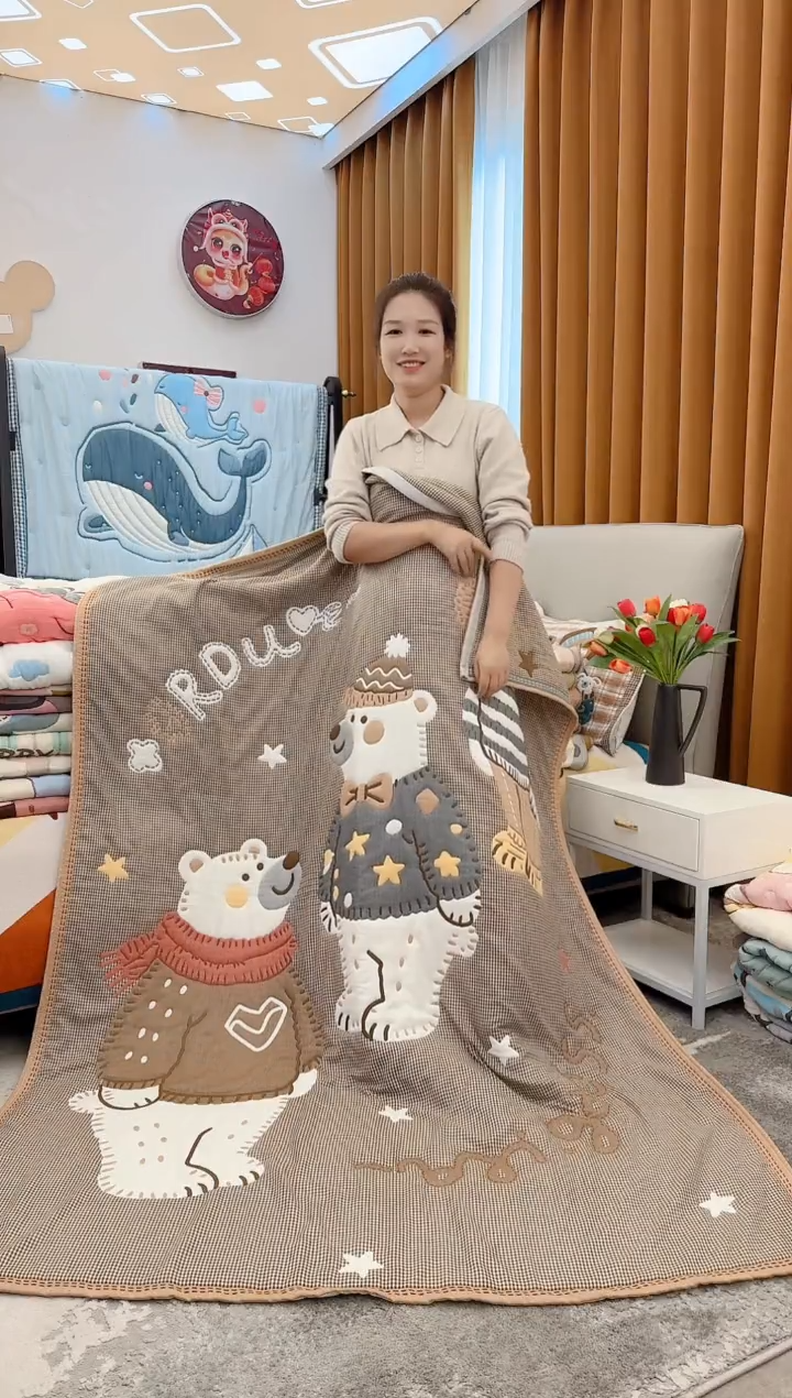 棉质花三只熊-150x200