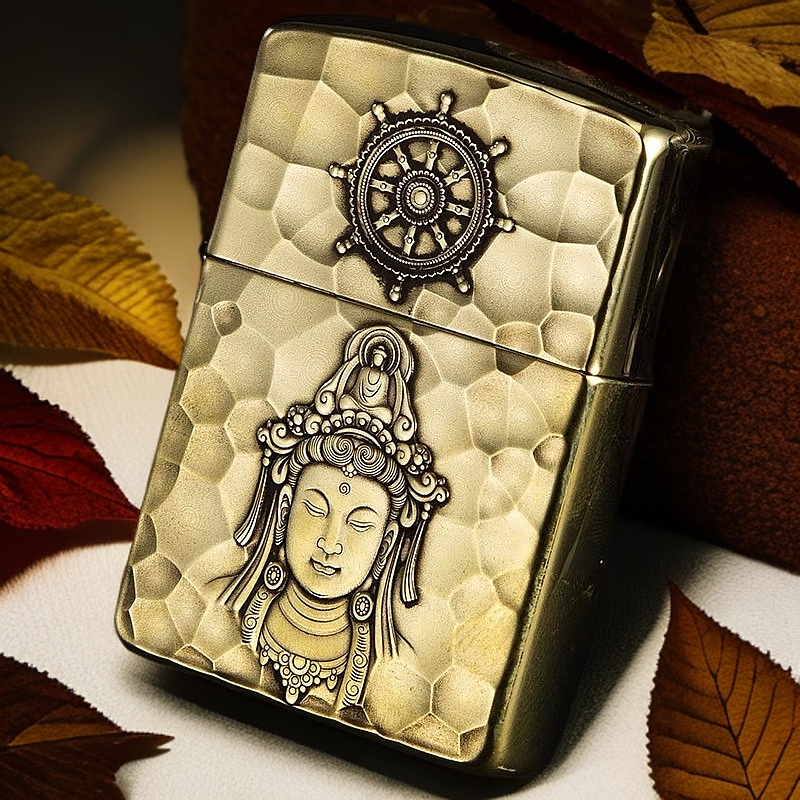 zippo打火机正品盔甲观心步步生莲男士立体防风之宝原装DY8912FD