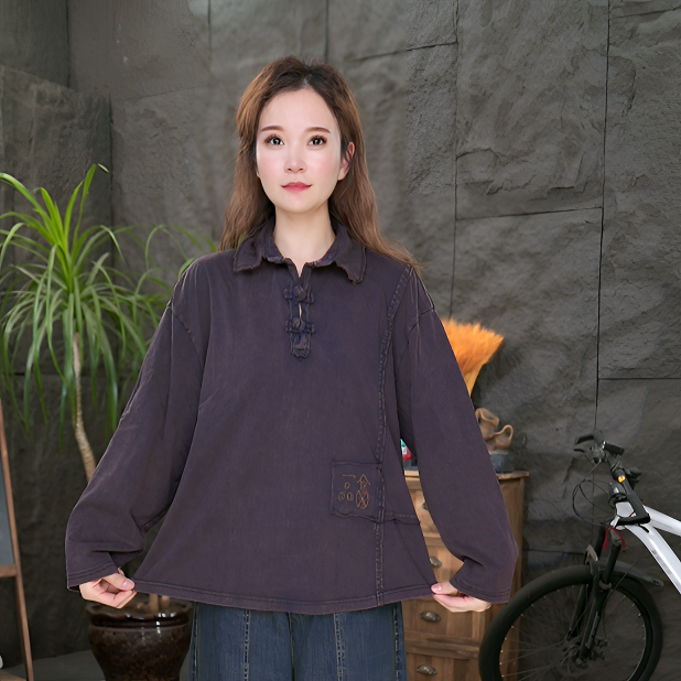 刺绣薄款厚款拼接POLO领长袖卫衣翻领复古秋季春季百搭宽松