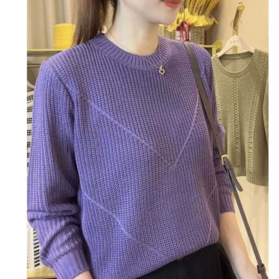 毛衣女装2025新款潮春秋季时尚长袖圆领百搭针织打底衫洋气上衣服