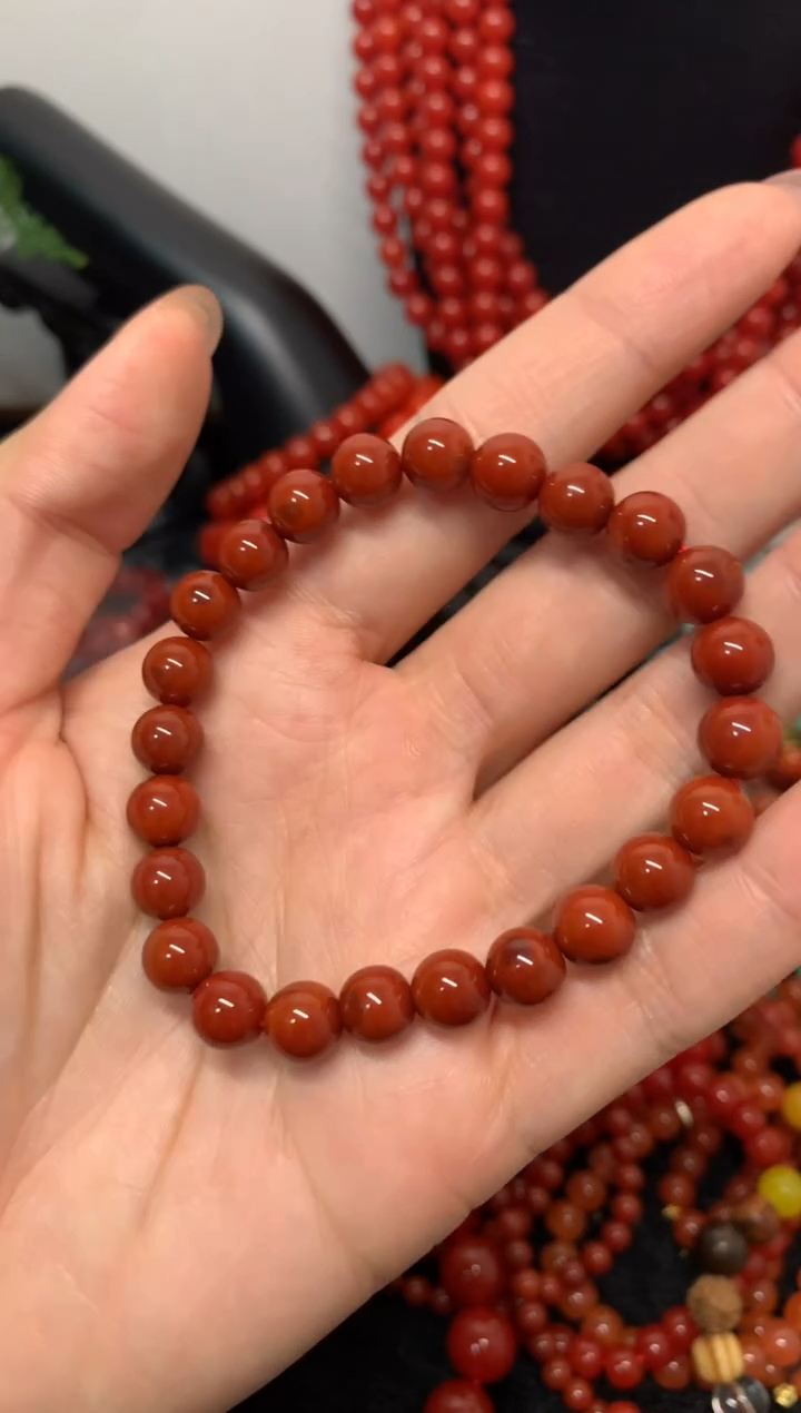 未镶嵌南红玛瑙手链南红手串满色满肉圆珠手串