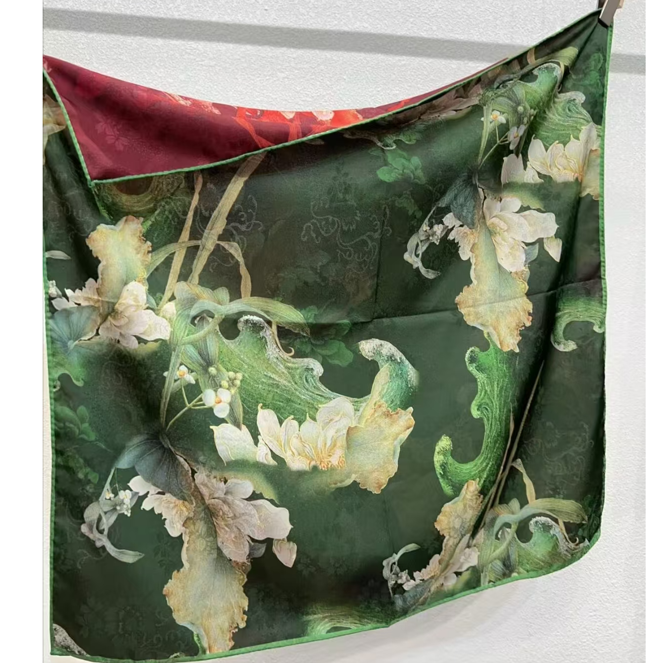 X008 方巾香云花萝70*70气质优雅桑蚕丝长巾披肩X