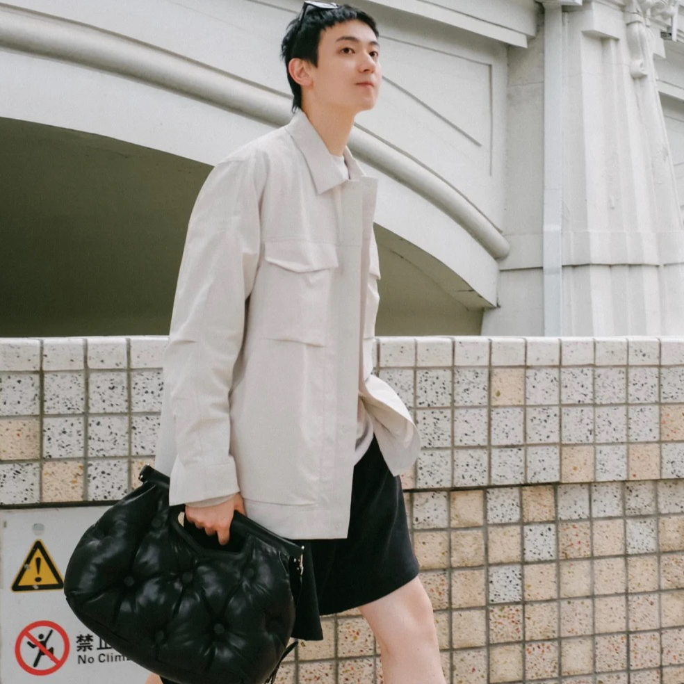 无标工装衬衫外套宽松自由舒适休闲上衣防风防雨外套