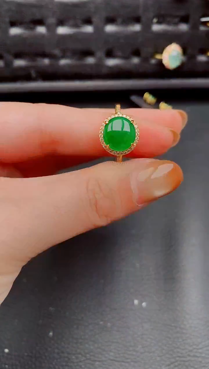 【闪购商品】翡翠戒指银S925镶嵌天然a货翡翠471