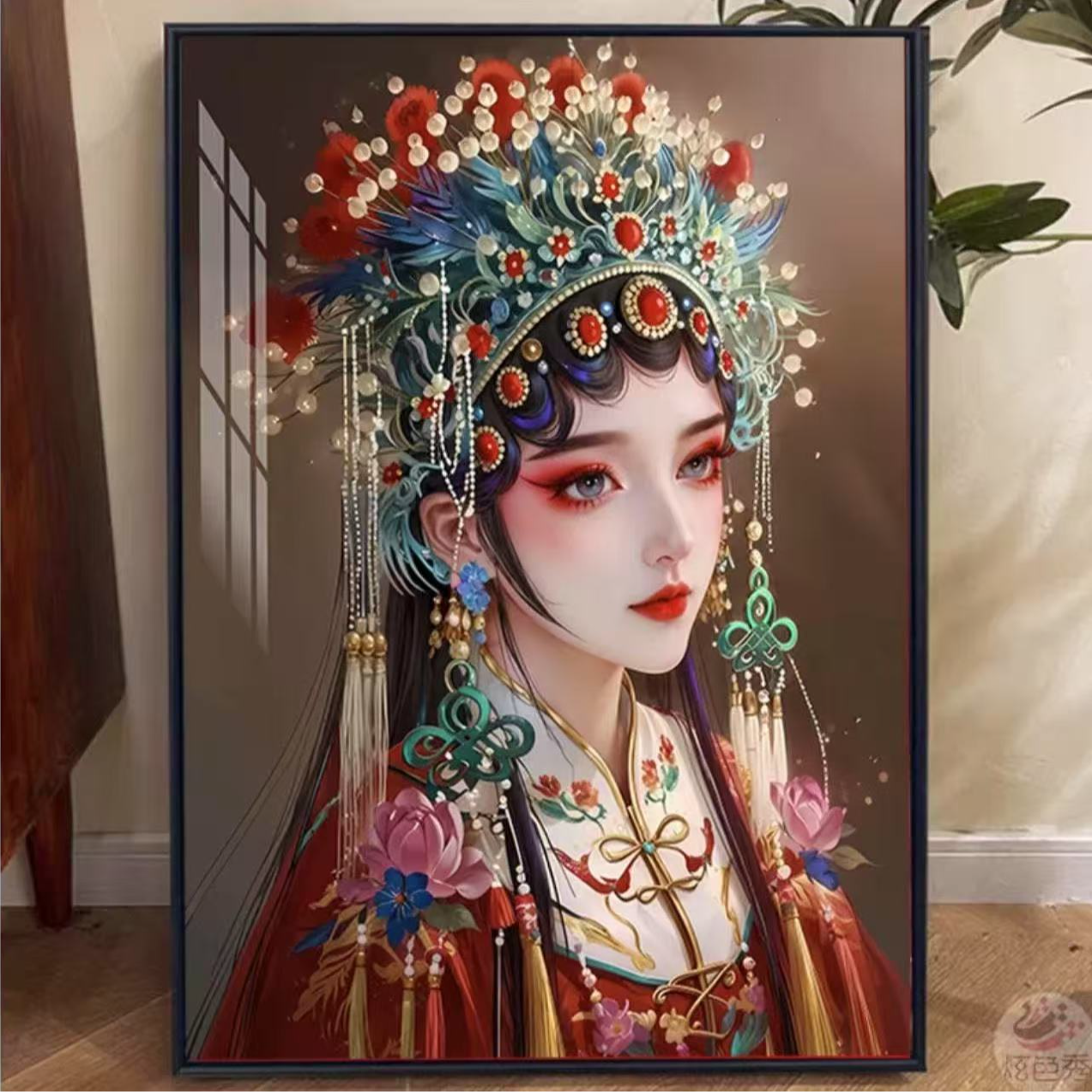 国潮绝代风华画客厅十字绣点钻砖石贴画手工diy带框