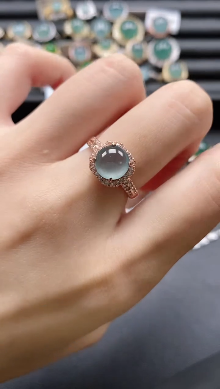 【闪购商品】翡翠戒指银S925镶嵌5115-15