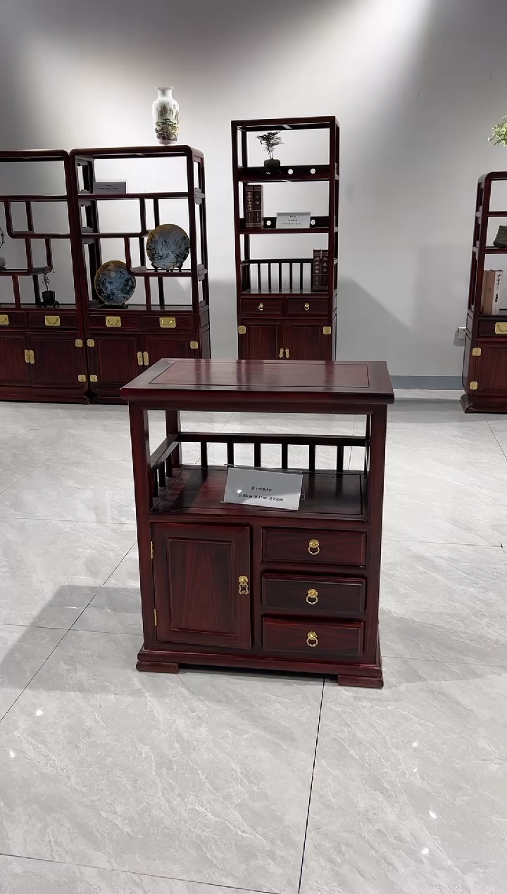 黑酸枝木类书柜立**已新中式茶水柜一只