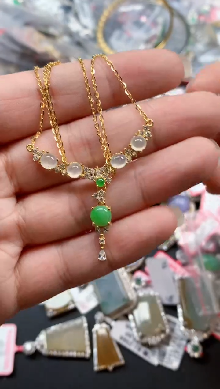 银S925镶嵌戒指翡翠天然A货缅甸翡翠