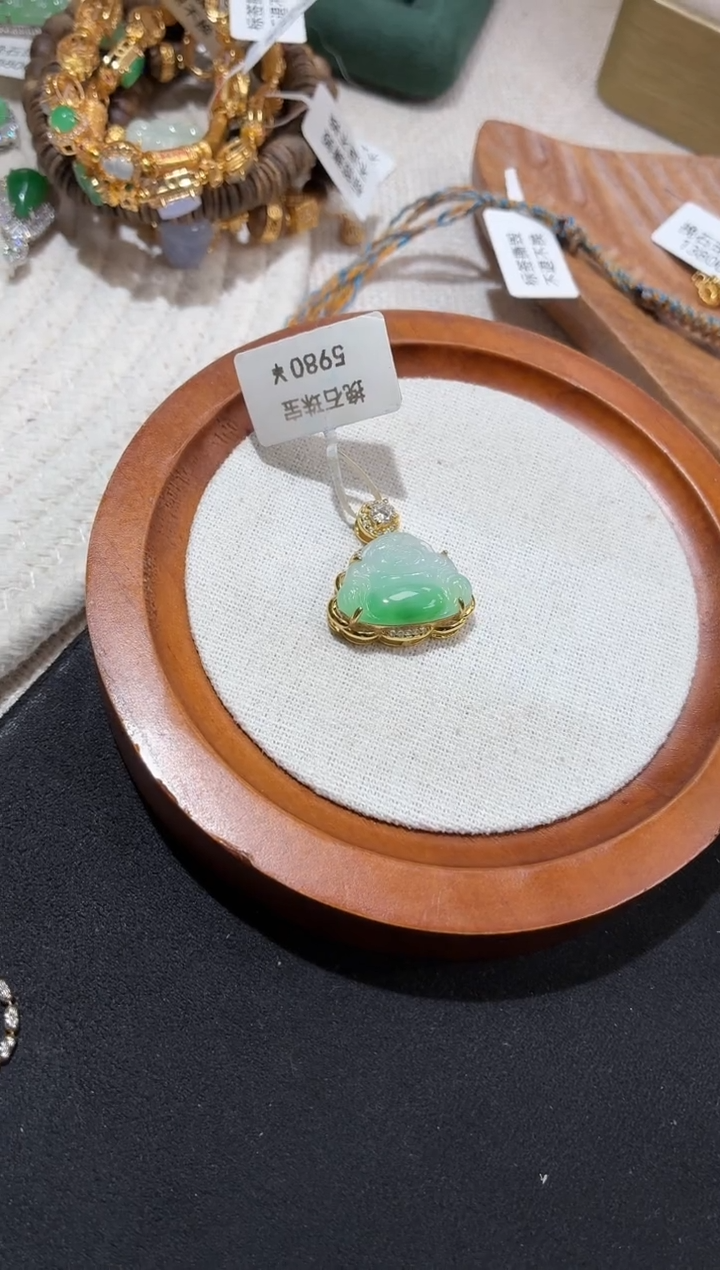 吊坠(不含链)银S925镶嵌翡翠【挽石珠宝】佛公