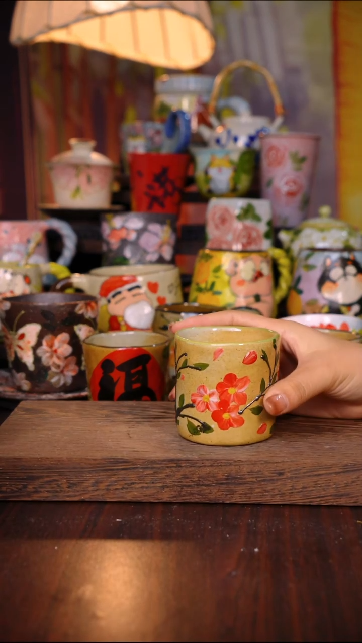 杯子陶泥垚手作 景德镇手工手绘陶瓷器物