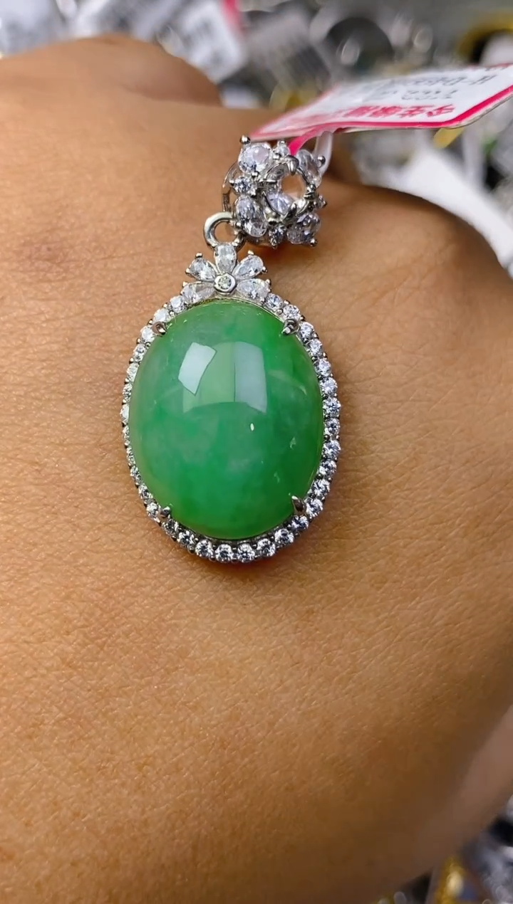 银S925镶嵌戒指翡翠百内无证书