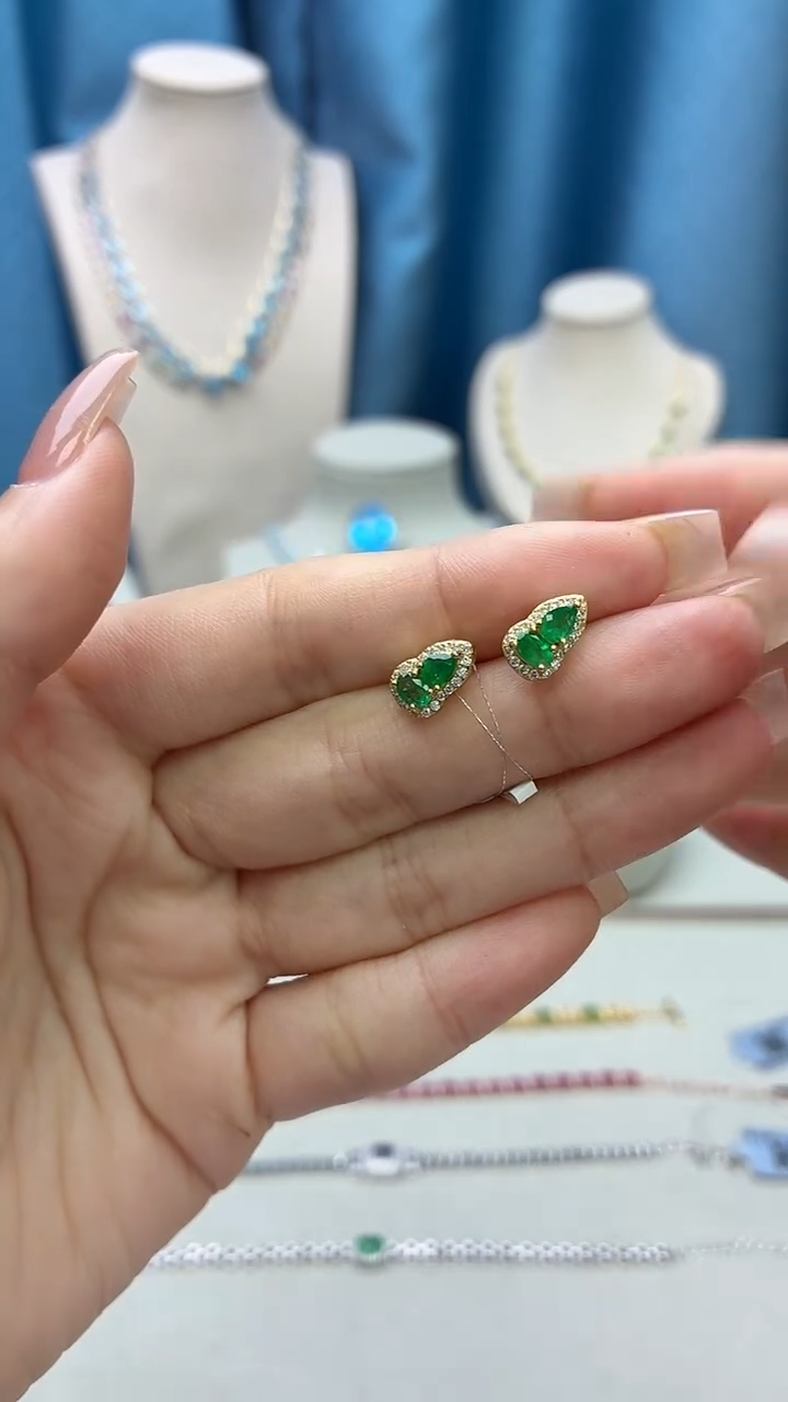 银S925镶嵌耳饰祖母绿054JH0102产品一个（多样性）