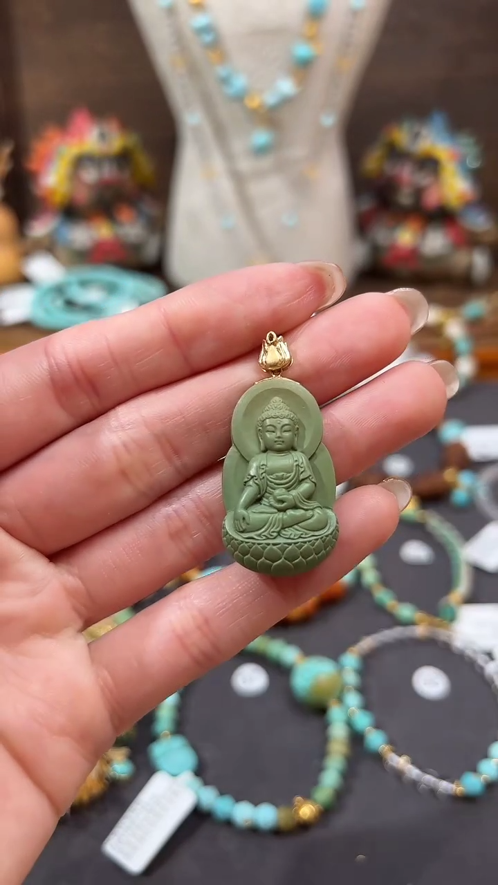 【闪购商品】绿松石18K金镶嵌颈饰绿松石吊坠