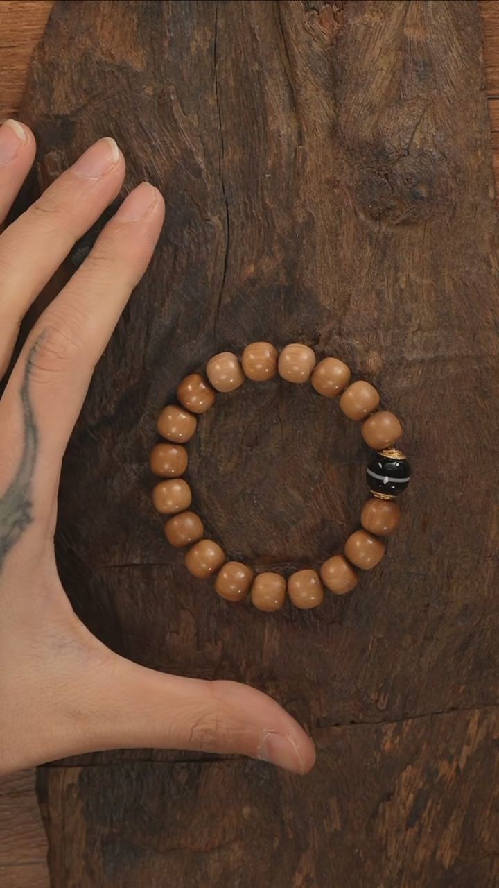 【闪购商品】檀香木手串18K金镶嵌S2956-定制-9mm