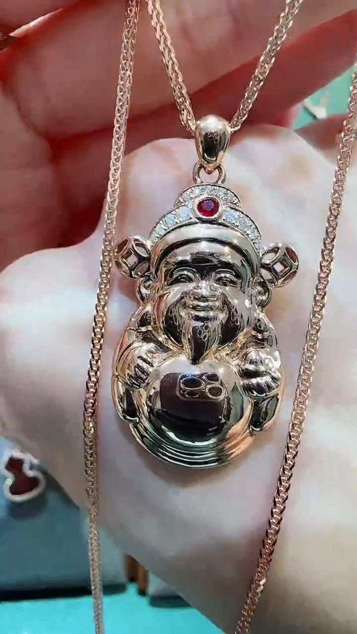 【闪购商品】天然钻石吊坠(不含链)18K金镶嵌18K金钻石财神吊坠