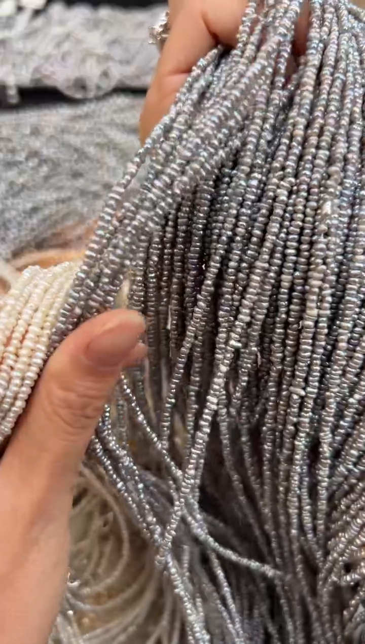 未镶嵌福利淡水珍珠强光*珍珠项链无核3-4mm左右（多样性发一）灰色