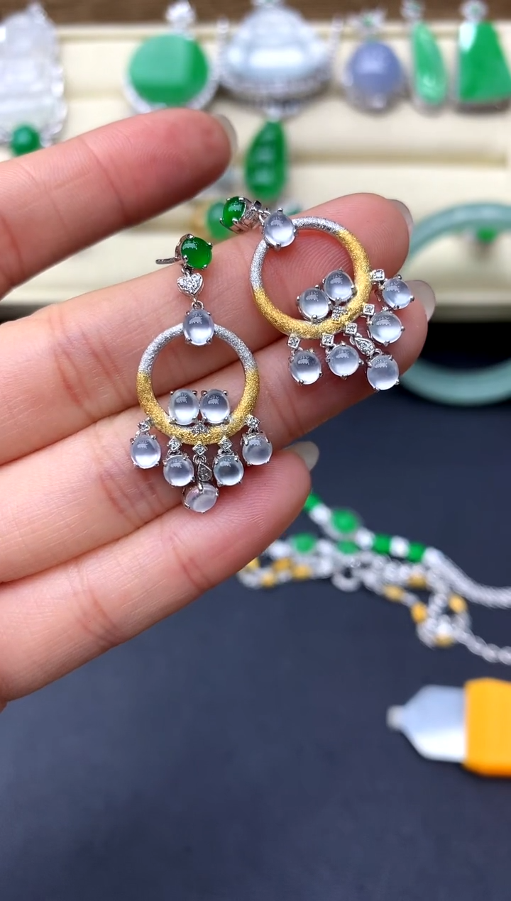 【闪购商品】翡翠耳饰18K金镶嵌496-中国好珍宝