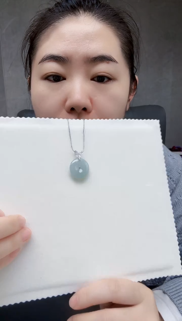 吊坠(不含链)银S925镶嵌翡翠翡翠平安扣