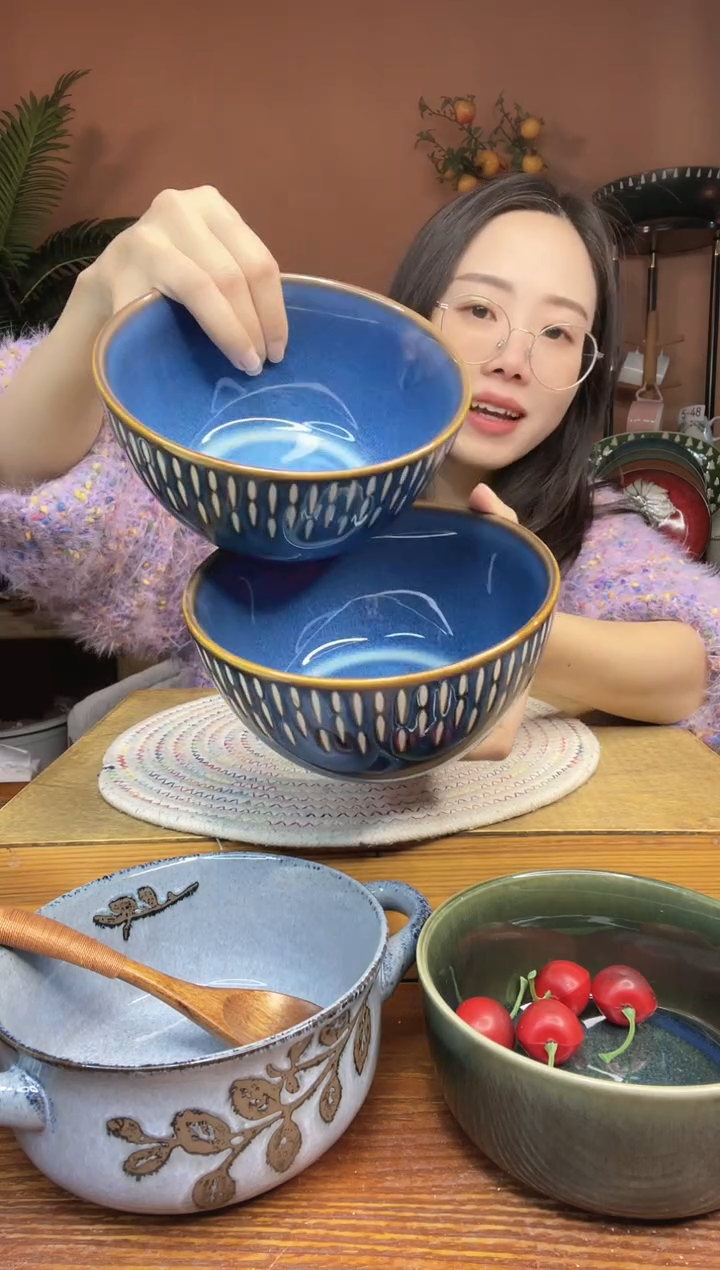 陶瓷6英寸水滴面碗 2件 微瑕疵