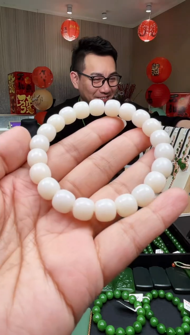 【闪购商品】和田玉（白玉）手串未镶嵌±9*10 米达白玉单圈