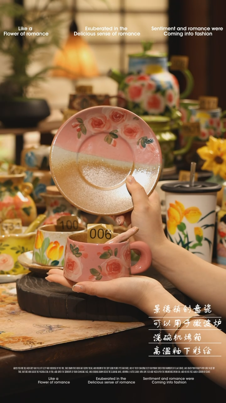 陶瓷景德镇高温釉下彩绘设计师款式