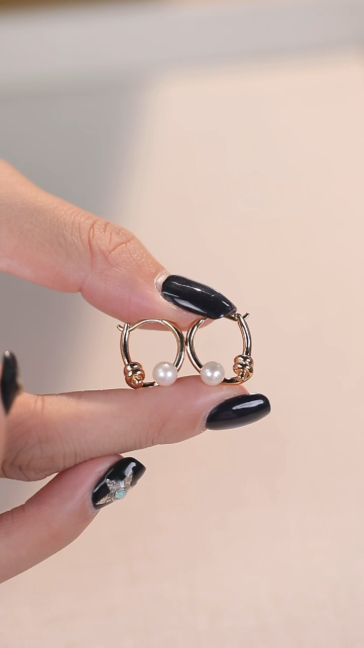 银S925镶嵌耳饰淡水珍珠大**思 【无包装】金色