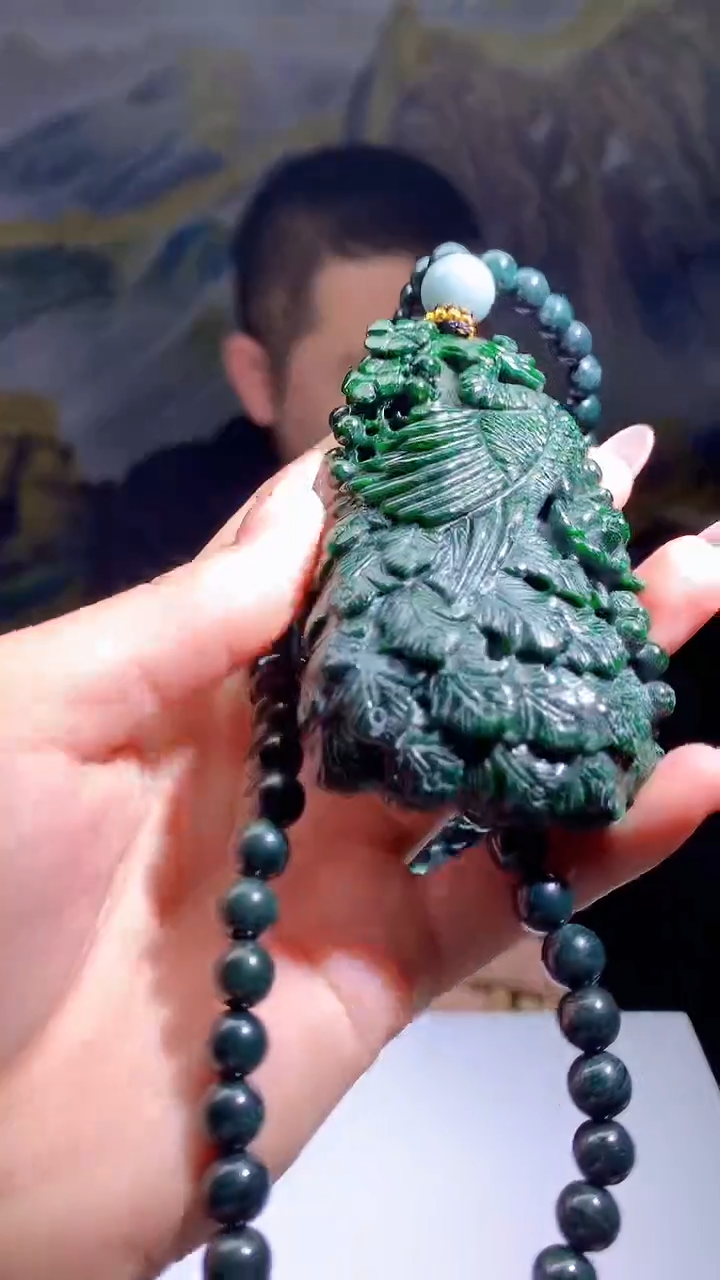 【闪购商品】定制翡翠未镶嵌8055jj-毛货凤凰49赠珠链