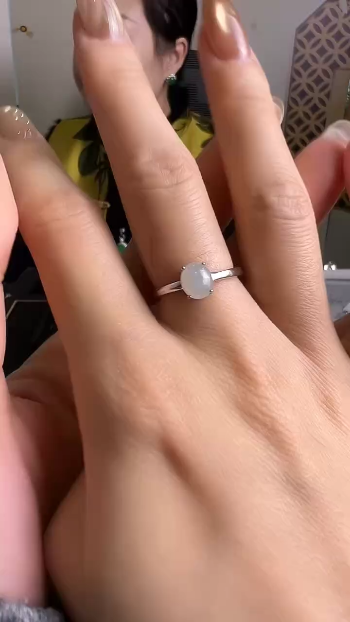 银S925镶嵌戒指翡翠简约