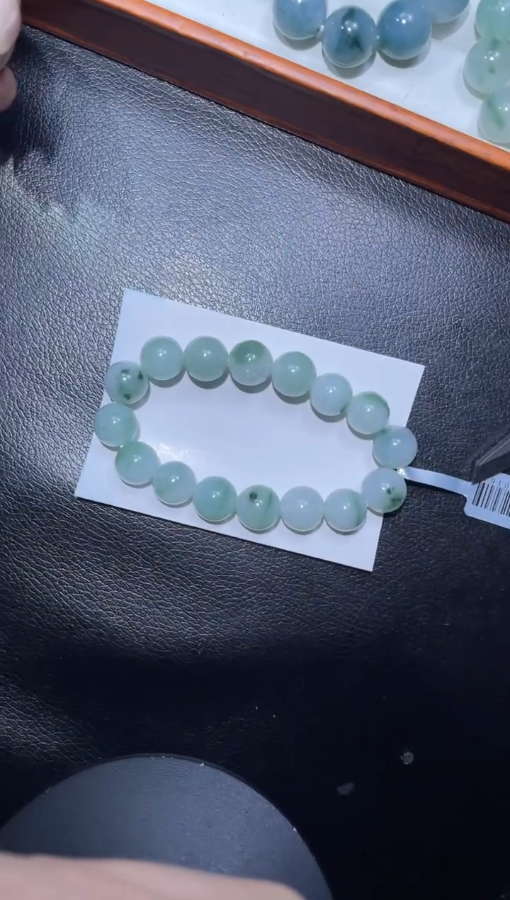【闪购商品】定制翡翠未镶嵌天然缅甸A货翡翠手串尺寸卡12.7 60