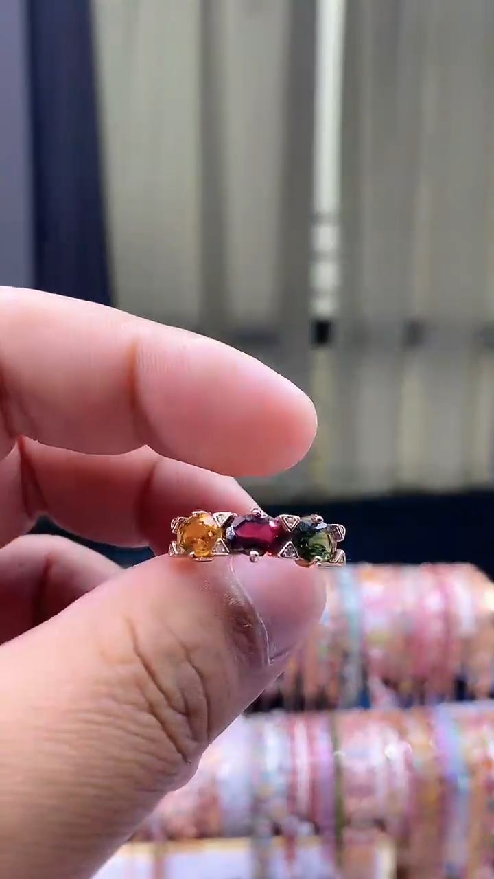 【闪购商品】碧玺戒指1银S925镶嵌53435435354354