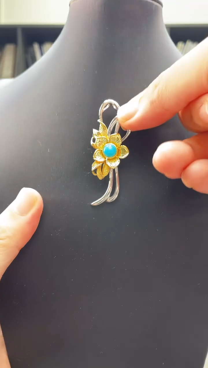 银S925镶嵌绿松石吊坠绿松石