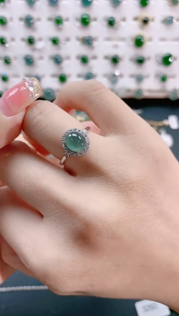 【闪购商品】翡翠戒指银S925镶嵌天然翡翠