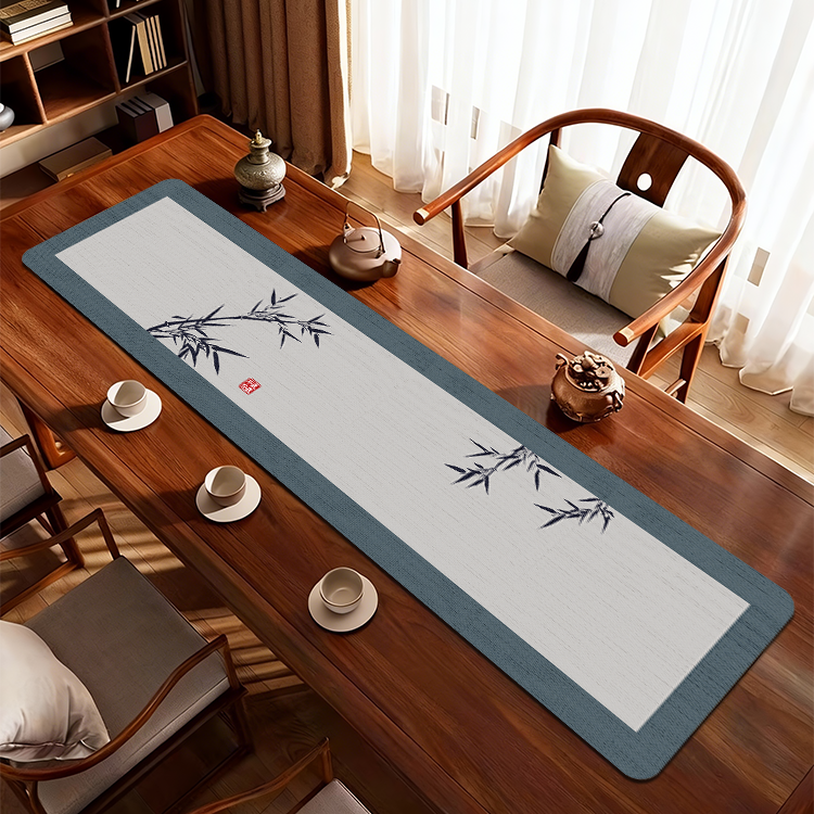 【丝光麻-40X100厘米】新中式禅意茶席吸水桌旗隔热茶垫防滑仿黄麻