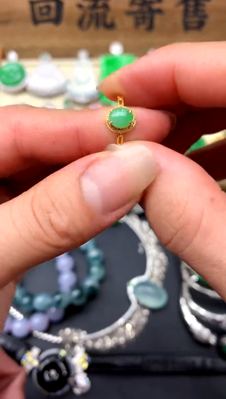 【闪购商品】翡翠戒指18K金镶嵌46-中国好珍宝