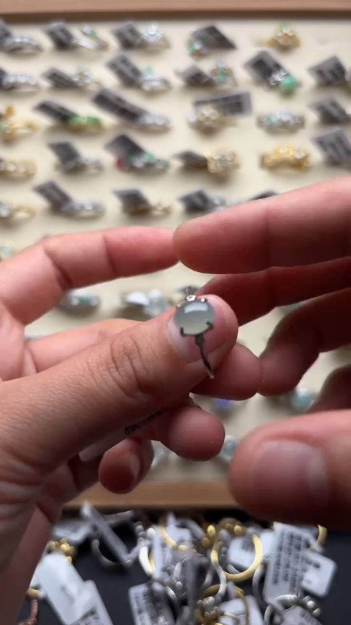 【闪购商品】翡翠戒指银S925镶嵌缅甸A货翡翠S925银镶嵌