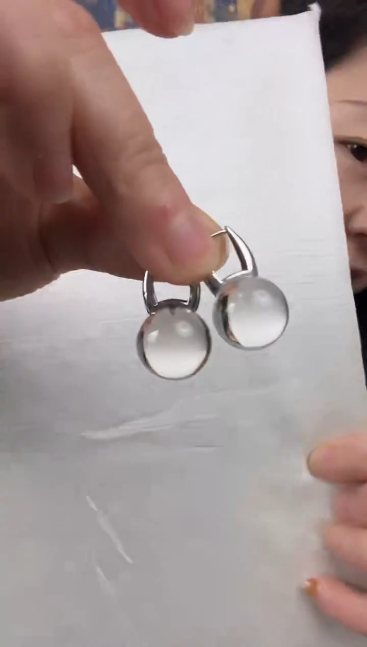 银S925镶嵌耳环水晶天然