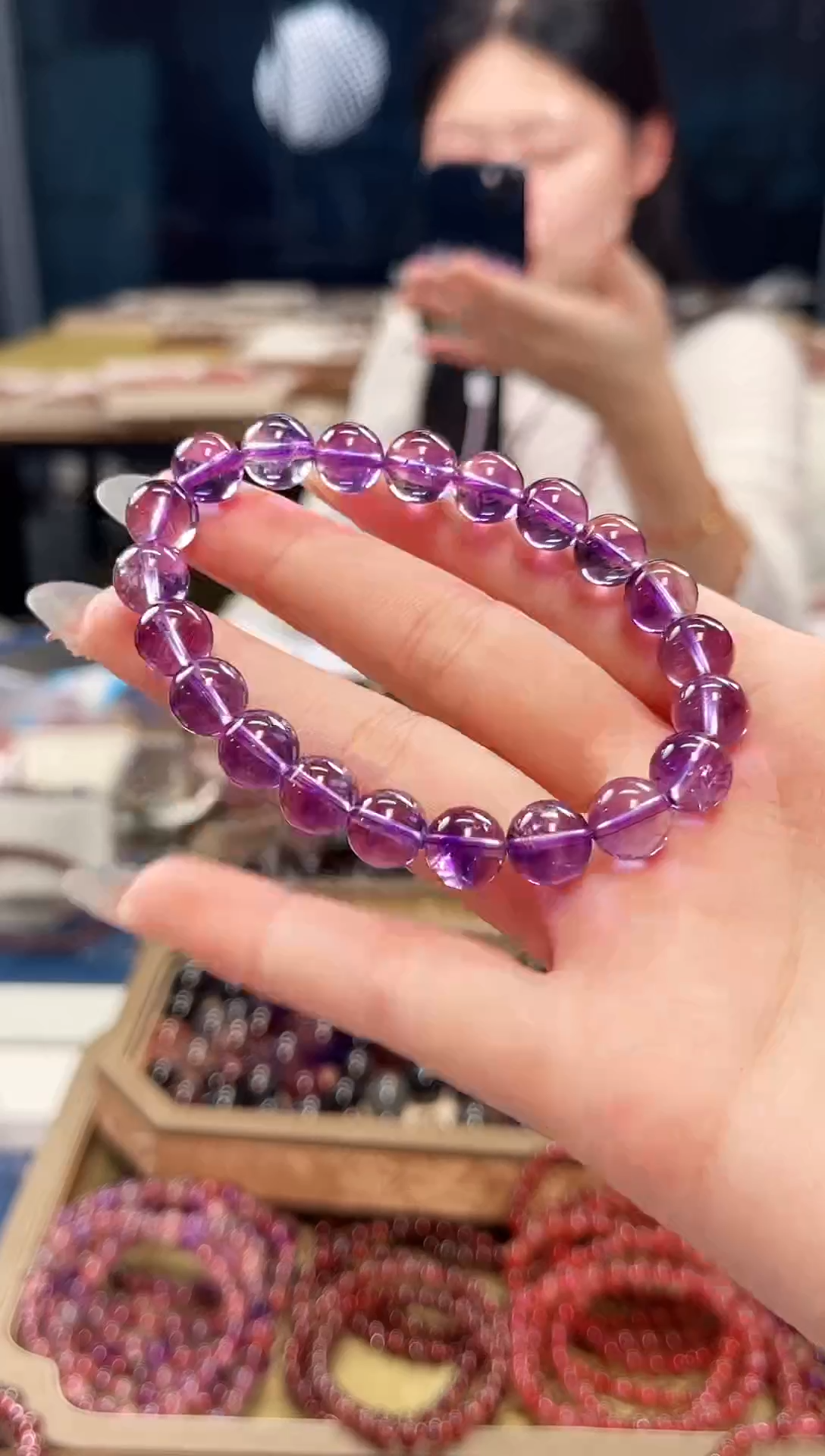 未镶嵌手串水晶紫超七单圈手串9mm【多样性发一】
