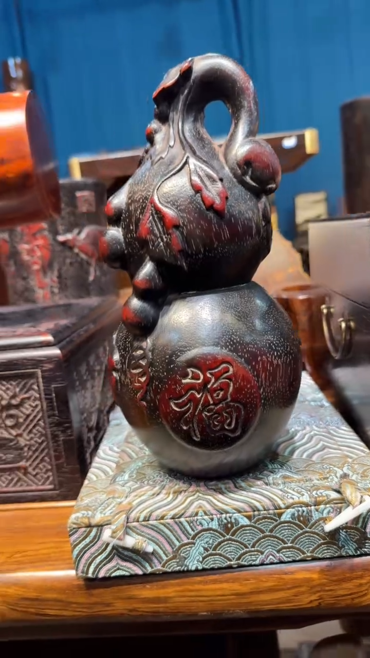 木紫檀葫芦摆件邵氏紫檀木艺