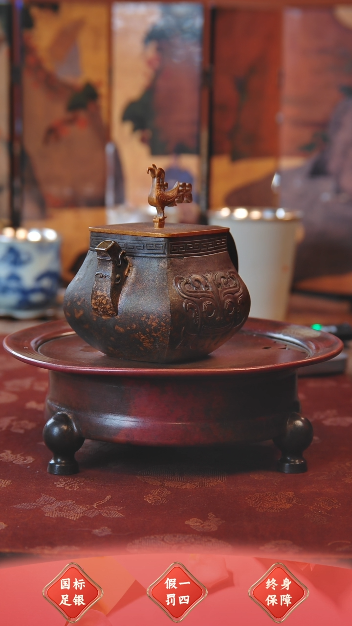 【闪购商品】盛唐工坊 足银 泡茶壶三星堆