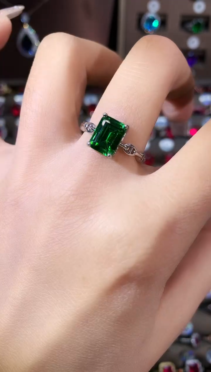 银S925镶嵌戒指碧玺79银色