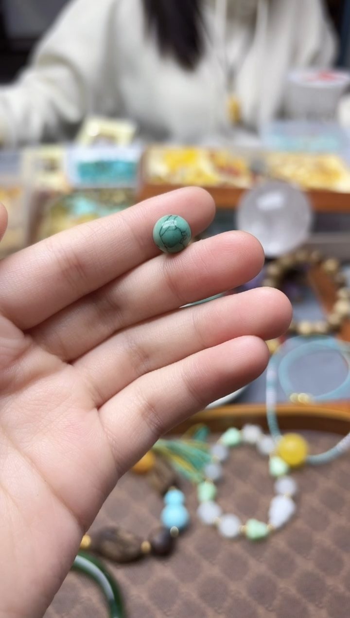 未镶嵌绿松石挂件松石圆珠9mm+XSQ