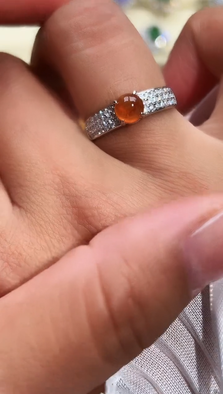 银S925镶嵌戒指翡翠缅甸天然A货翡翠S925银镶嵌