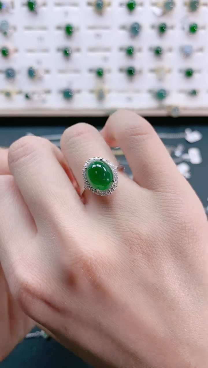 【闪购商品】翡翠戒指银S925镶嵌天然翡翠