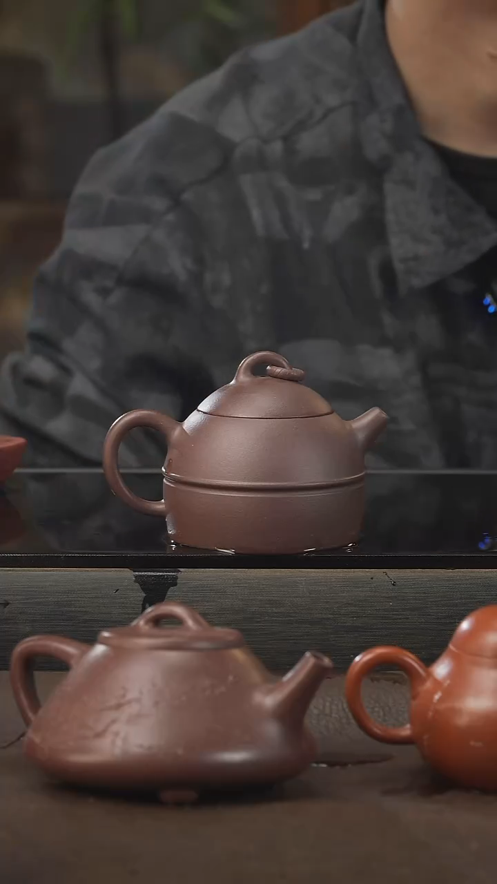 茶壶紫砂秦钟壶，紫泥，180cc