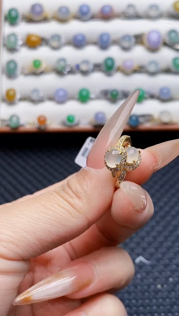 银S925镶嵌戒指翡翠3449