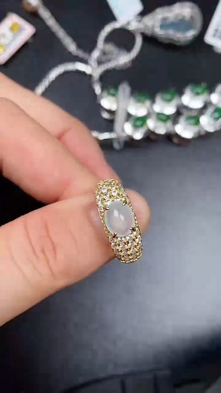 银S925镶嵌戒指翡翠2180