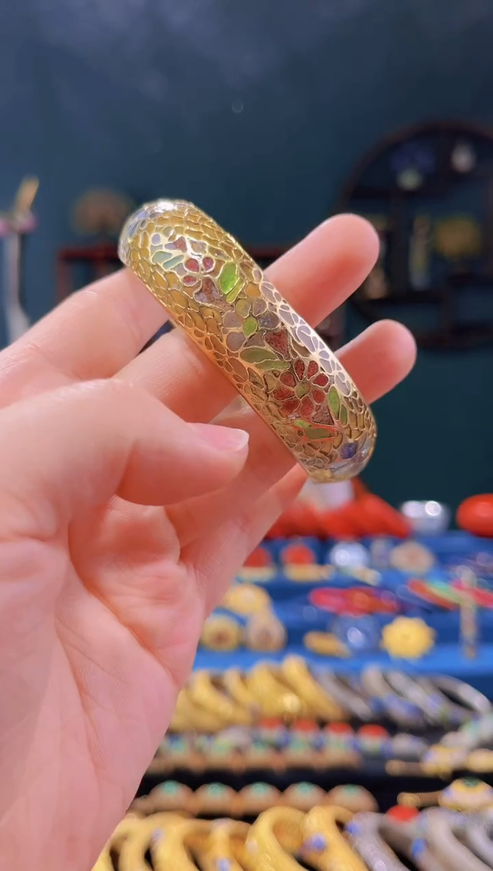 【闪购商品】非遗技艺景泰蓝脱胎手镯 香槟色59-63