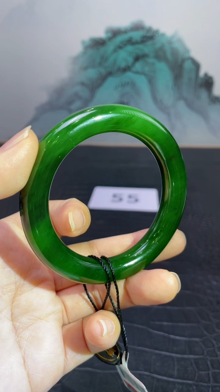 未镶嵌手镯和田玉（碧玉）麦*55