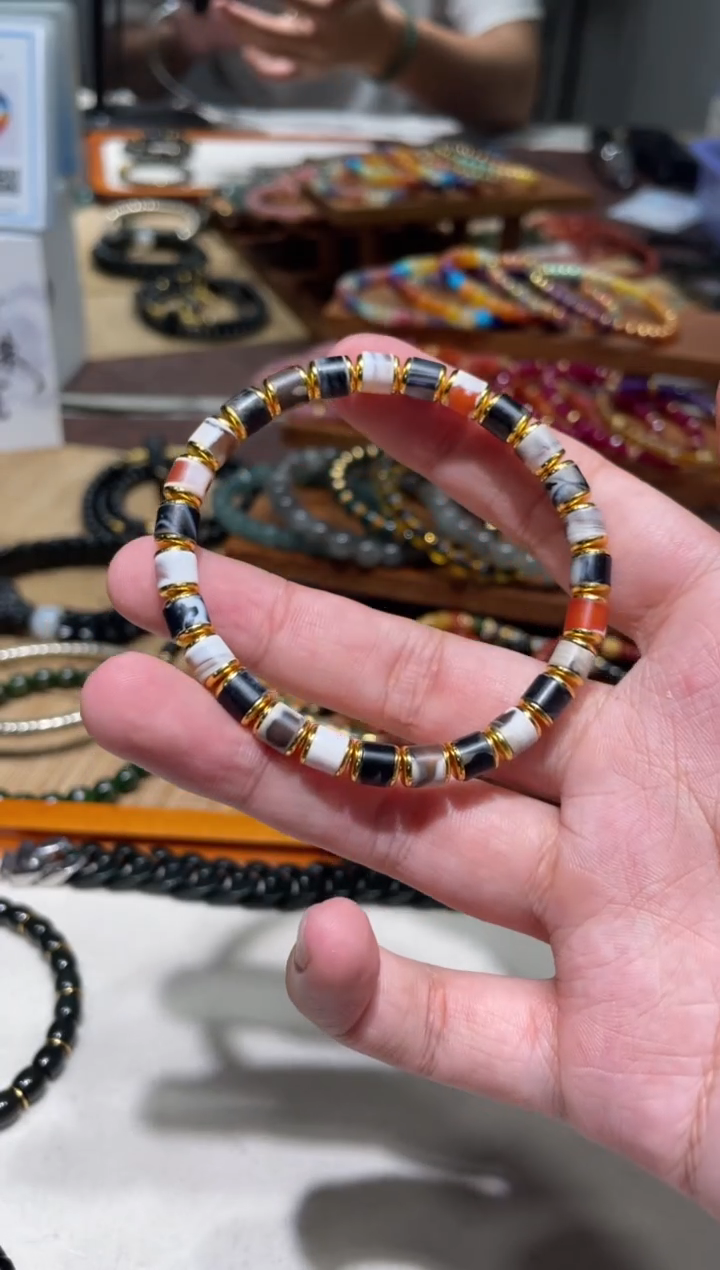 未镶嵌手串玛瑙/玉髓6mm汉堡古珠多宝玛瑙手串