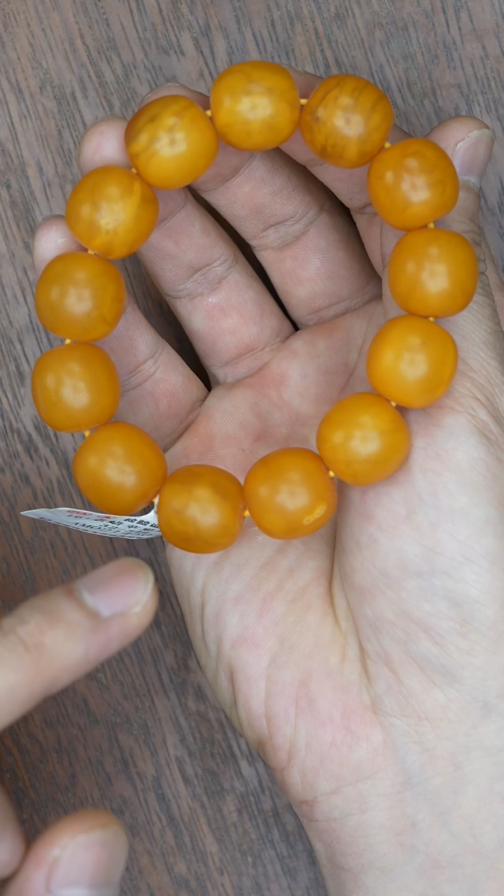 【闪购商品】琥珀裸石未镶嵌老蜡橘皮苹果珠手串